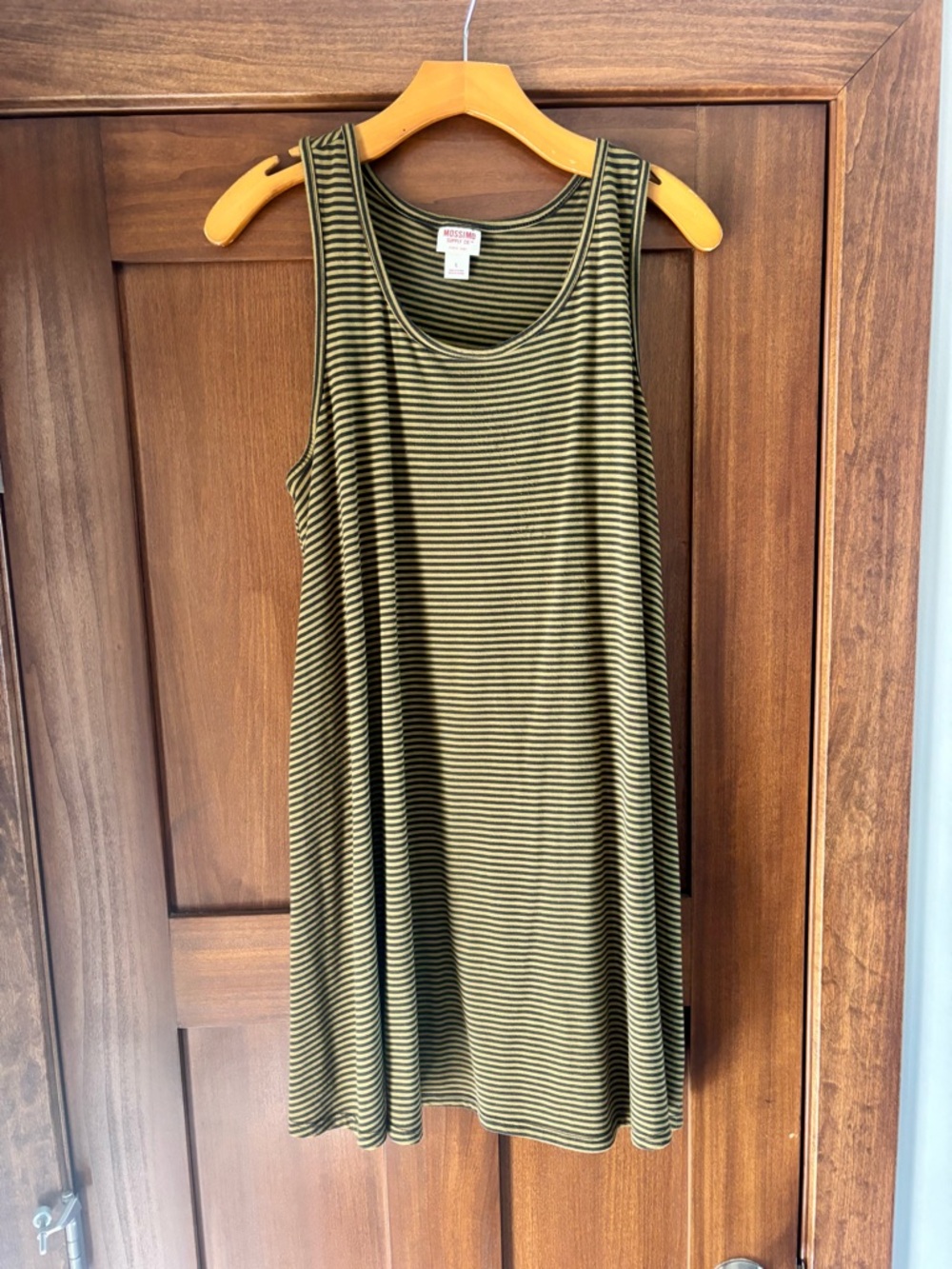 Chelsea & Violet Olive Green and Black Striped Tank Dress